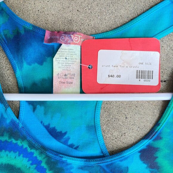 Tie Dye Crystal Encrusted Peace Tank Top - Picture 7 of 11